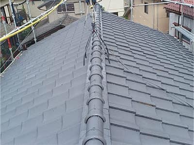 千葉県松戸市古ヶ崎にてセメント瓦塗装工事