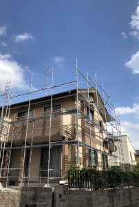 神奈川県横浜市で外壁塗装・付帯部塗装　足場組立・高圧洗浄